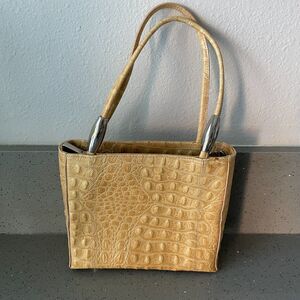 Condotti France Vintage tan alligator leather top handle mini bag purse